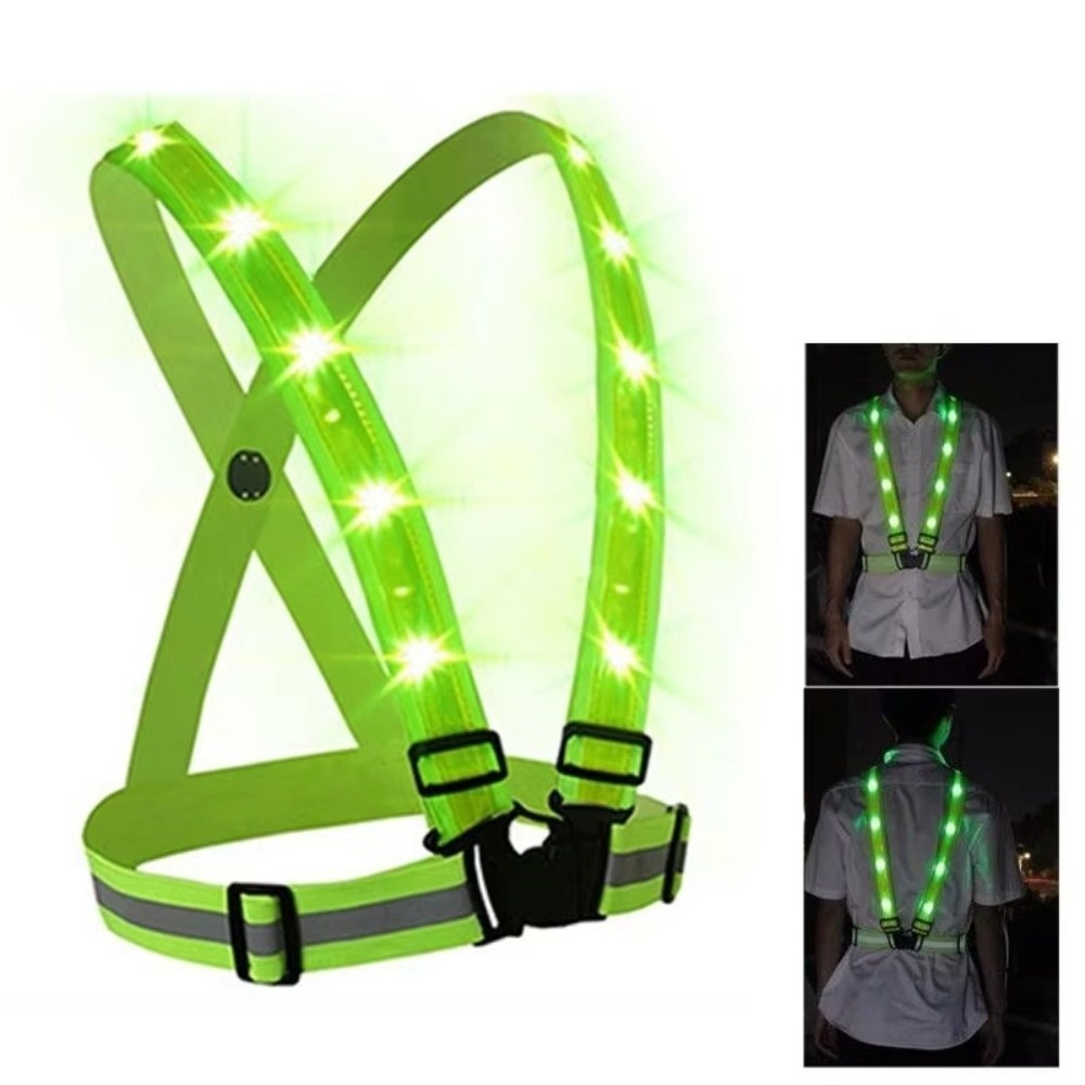 Cycling Gear Vest - Yeni Polyester LED Güvenlik Yeleği Yeşil