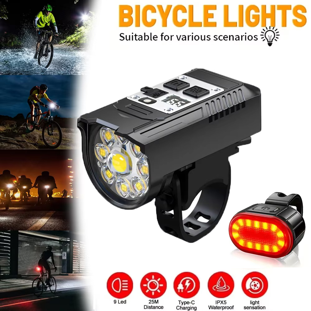 Cycling Gear Charging Station - 9 LED Bisiklet Far USB Şarj