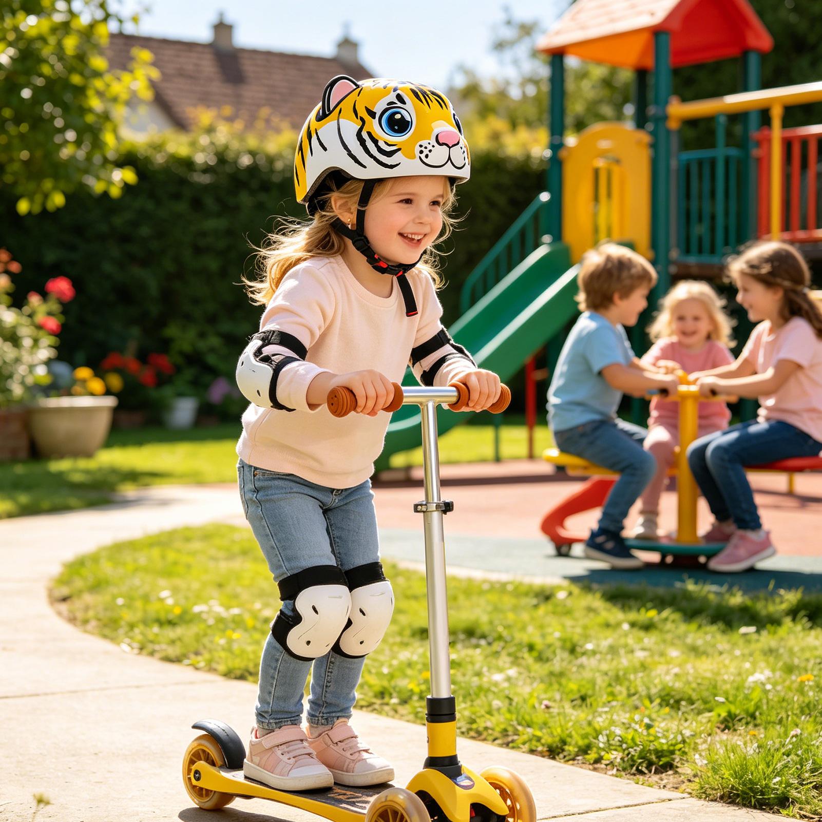 Cycling Safety Gear For Kids - Çocuklar için kaplan desenli ayarlanabilir güvenlik